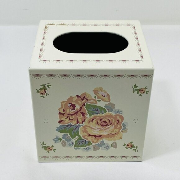 Vintage Japan Andre Richard Tissue Box Cover Square Cube Flower Spring Summer - Picture 1 of 12